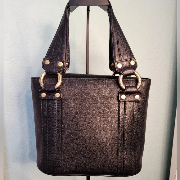 Authentic MCM Mini Leather Handbag with gold studs, vintage